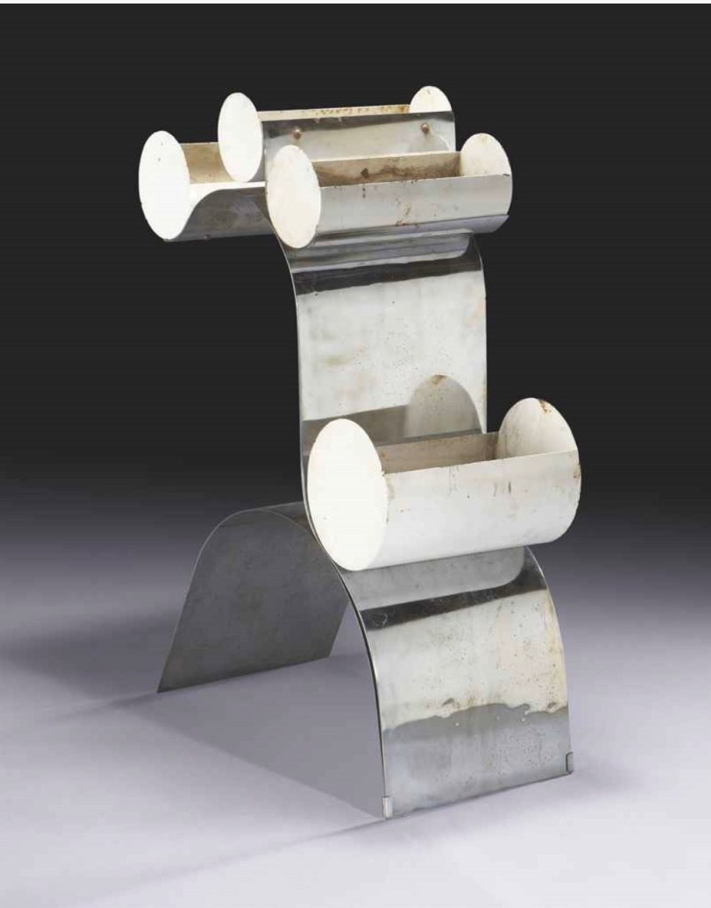 Silver Coloured Planter designed by Jean Burkhalter